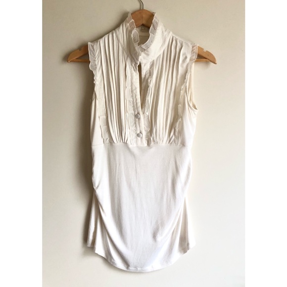 Ruffled sleeveless top in White - Picture 5 of 7